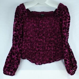 Torrid Purple Long Sleeve Floral Blouse Womens Size 0